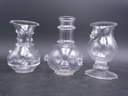 Hand Blown Glass Bud Vases Small  Set of 3 Vintage