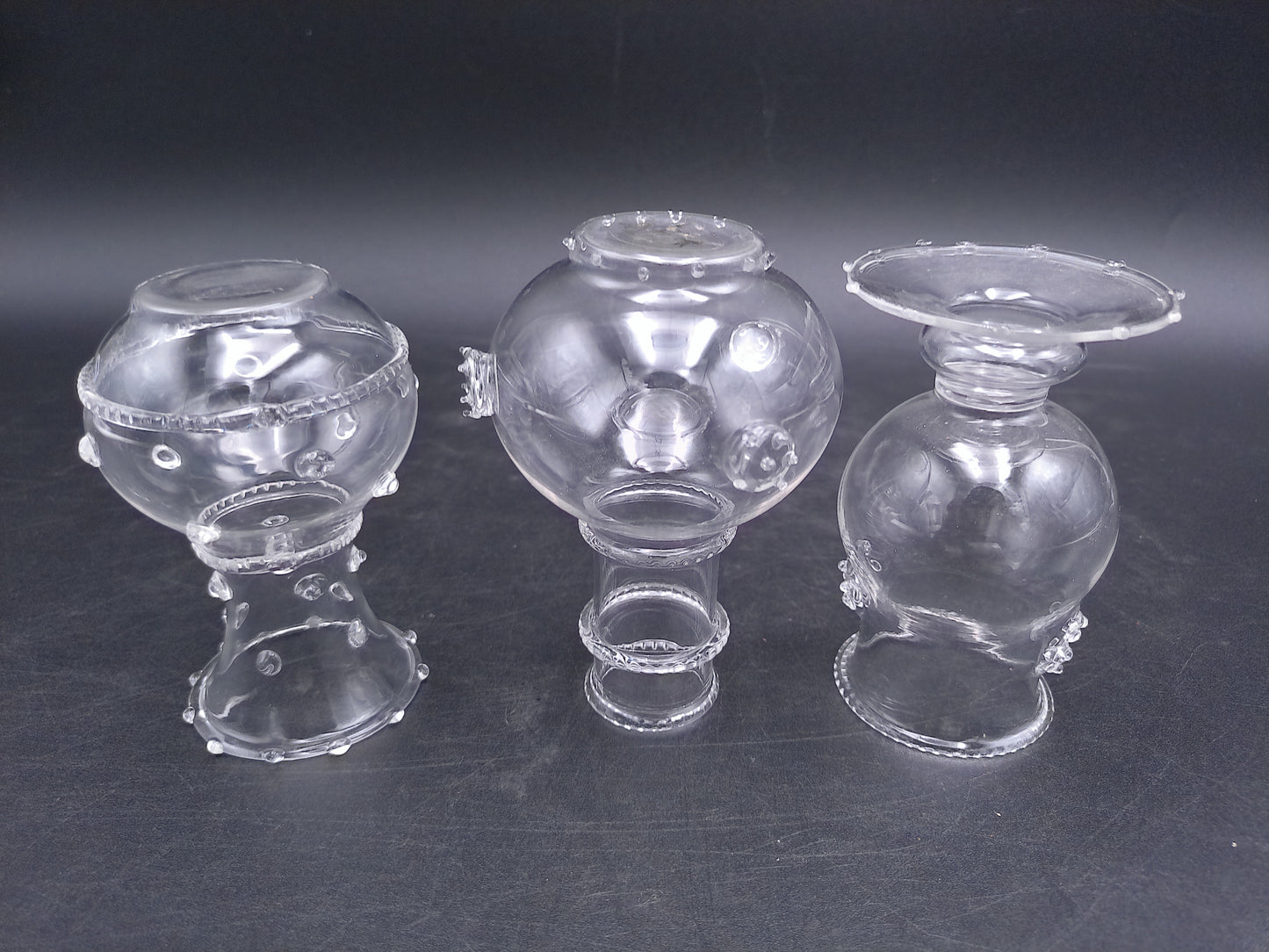 Hand Blown Glass Bud Vases Small  Set of 3 Vintage