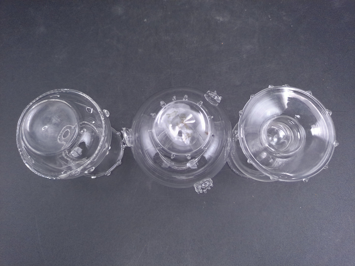Hand Blown Glass Bud Vases Small  Set of 3 Vintage