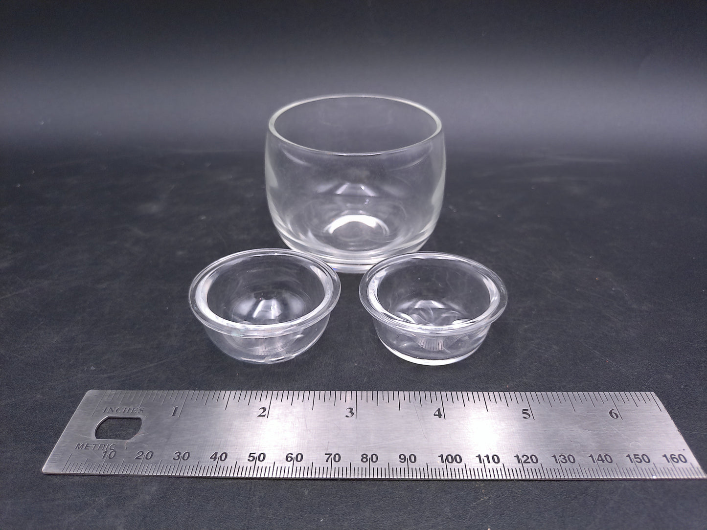 Set of 2 small Glass bowls and a small Drinking glass Vintage