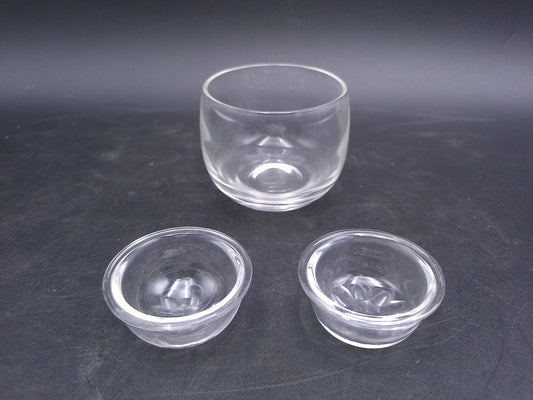 Set of 2 small Glass bowls and a small Drinking glass Vintage