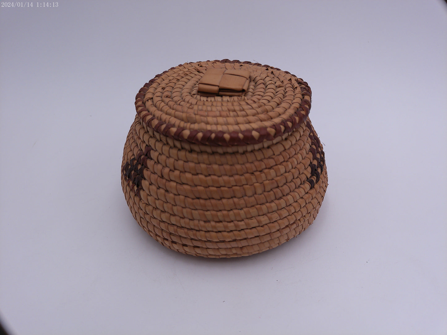 vintage woven African basket with lid