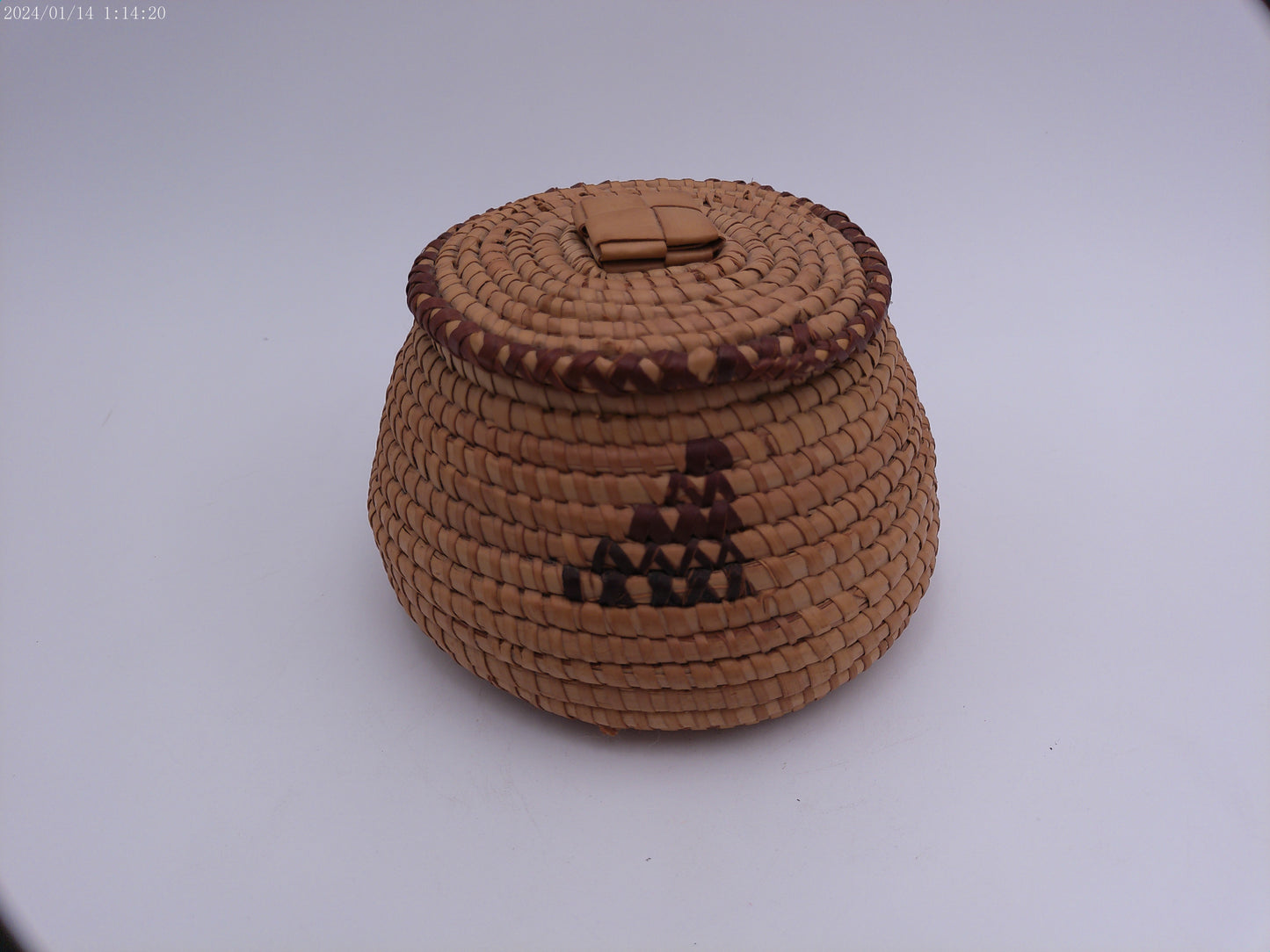 vintage woven African basket with lid