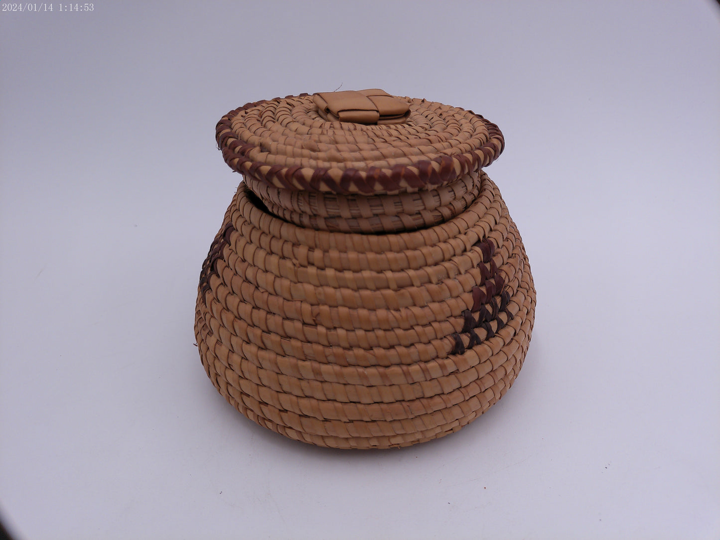vintage woven African basket with lid