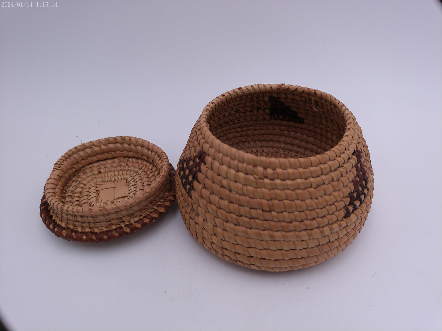 vintage woven African basket with lid