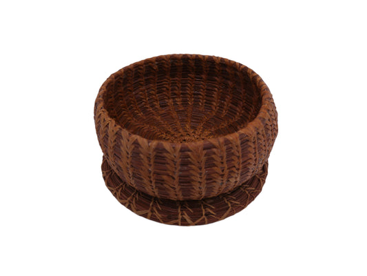 Basket Pine Needles woven African Hand Made with Lid