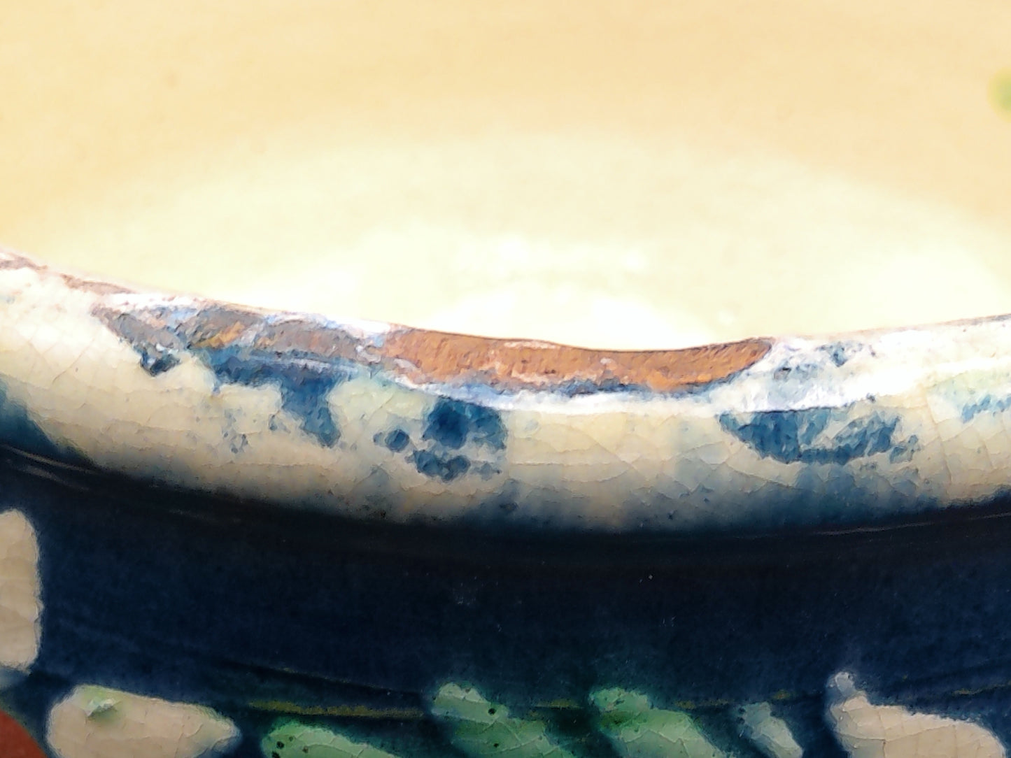 Cermanic Hand Painted Pot Bowl with Handles Vintage Floral Design