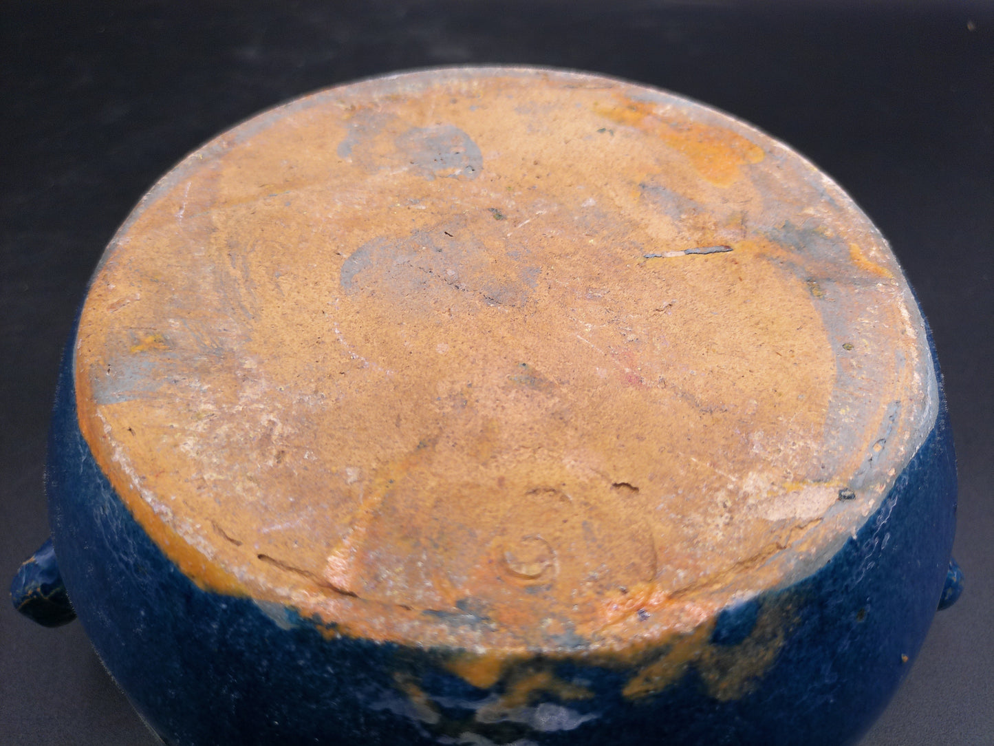Cermanic Hand Painted Pot Bowl with Handles Vintage Floral Design