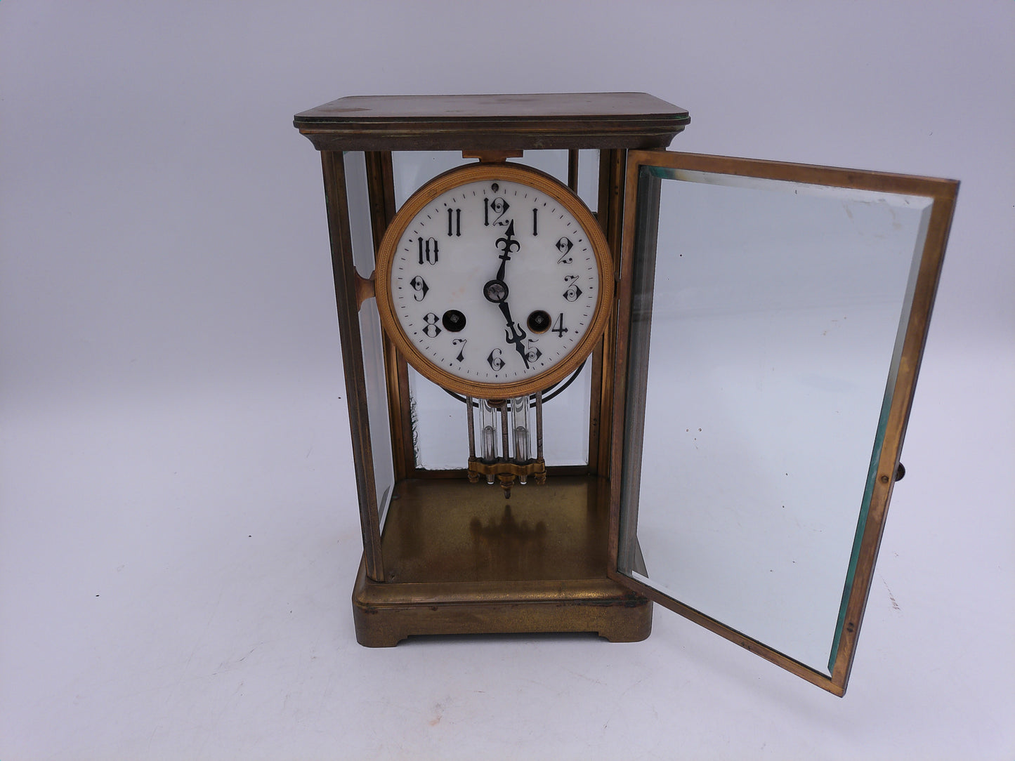 Ansonia Clock Crystal Regulator Brass Mantle Clock Vintage #3