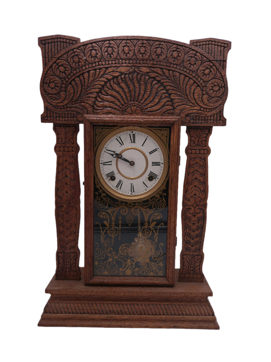 Ingraham Gingerbread Parlor Kitchen Mantle Clock With Chime Works