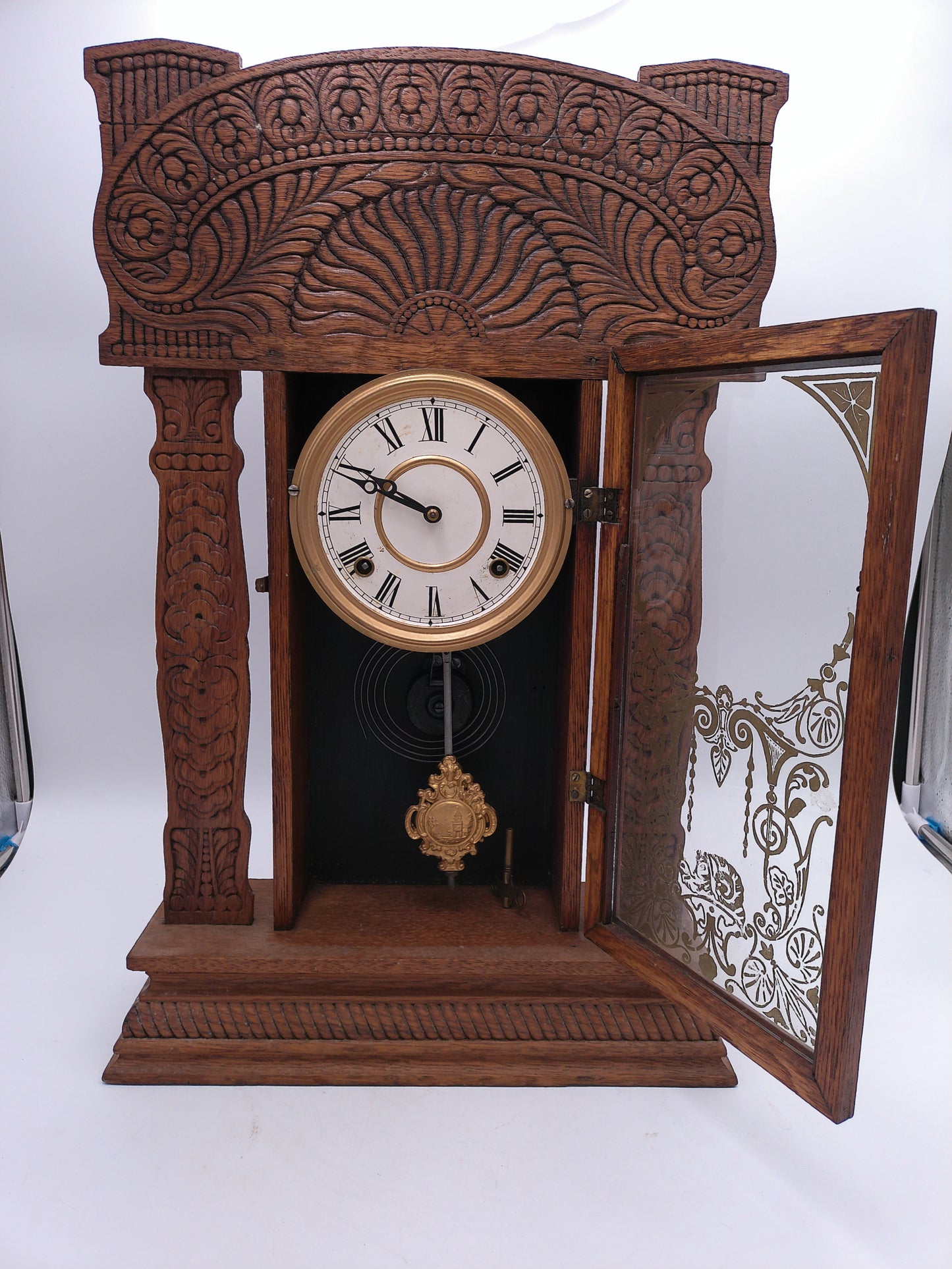 Ingraham Gingerbread Parlor Kitchen Mantle Clock With Chime Works