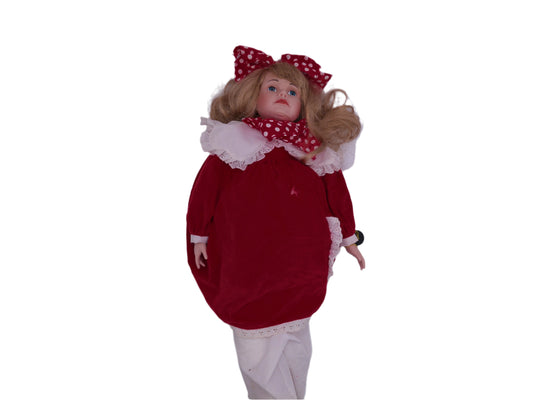 Vintage Red Velour Dress Doll