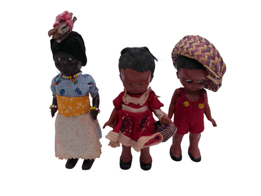 Vintage South African Johannesburg Souvenir Tribal 3 Dolls Set
