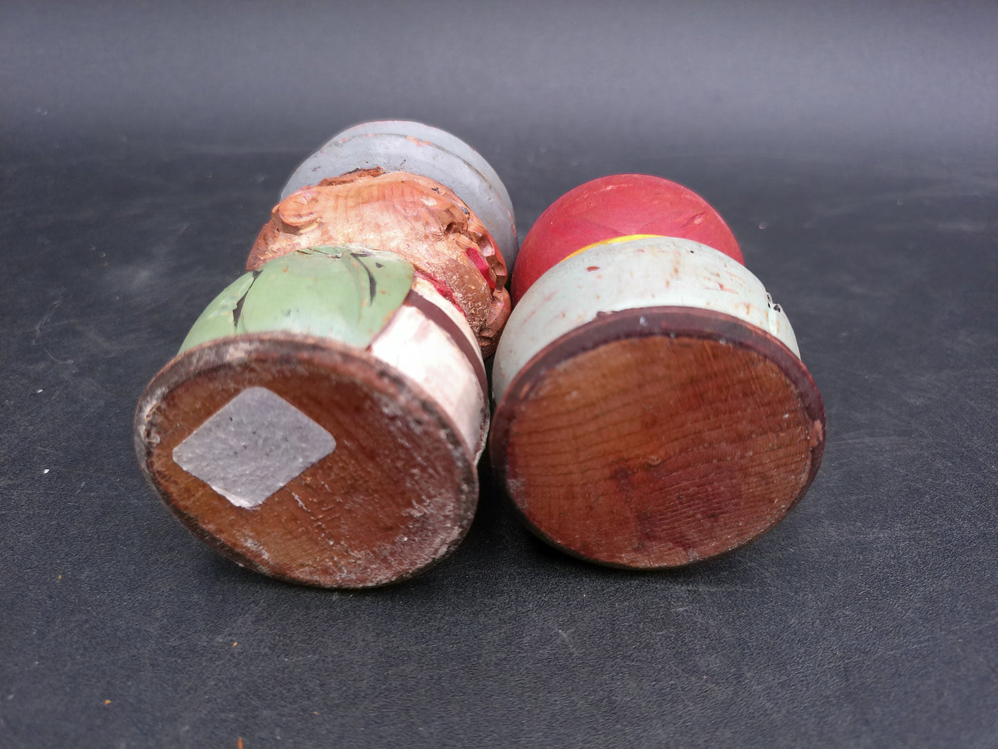 Hand Carved Wooden German Man and Woman Salt and Pepper Shakers Vintage