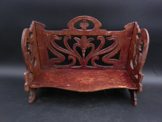 Small Display Folding Stained Wood Travel Bench Shelf Vintage
