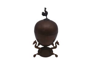 Antique Brass Egg Coddler Warmer Rooster Finial Germany W/Makers Mark 10.5" Tall