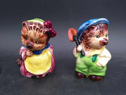 Salt and Pepper Shakers  Mr & Mrs Hedgehog Made in Japan Vintage
