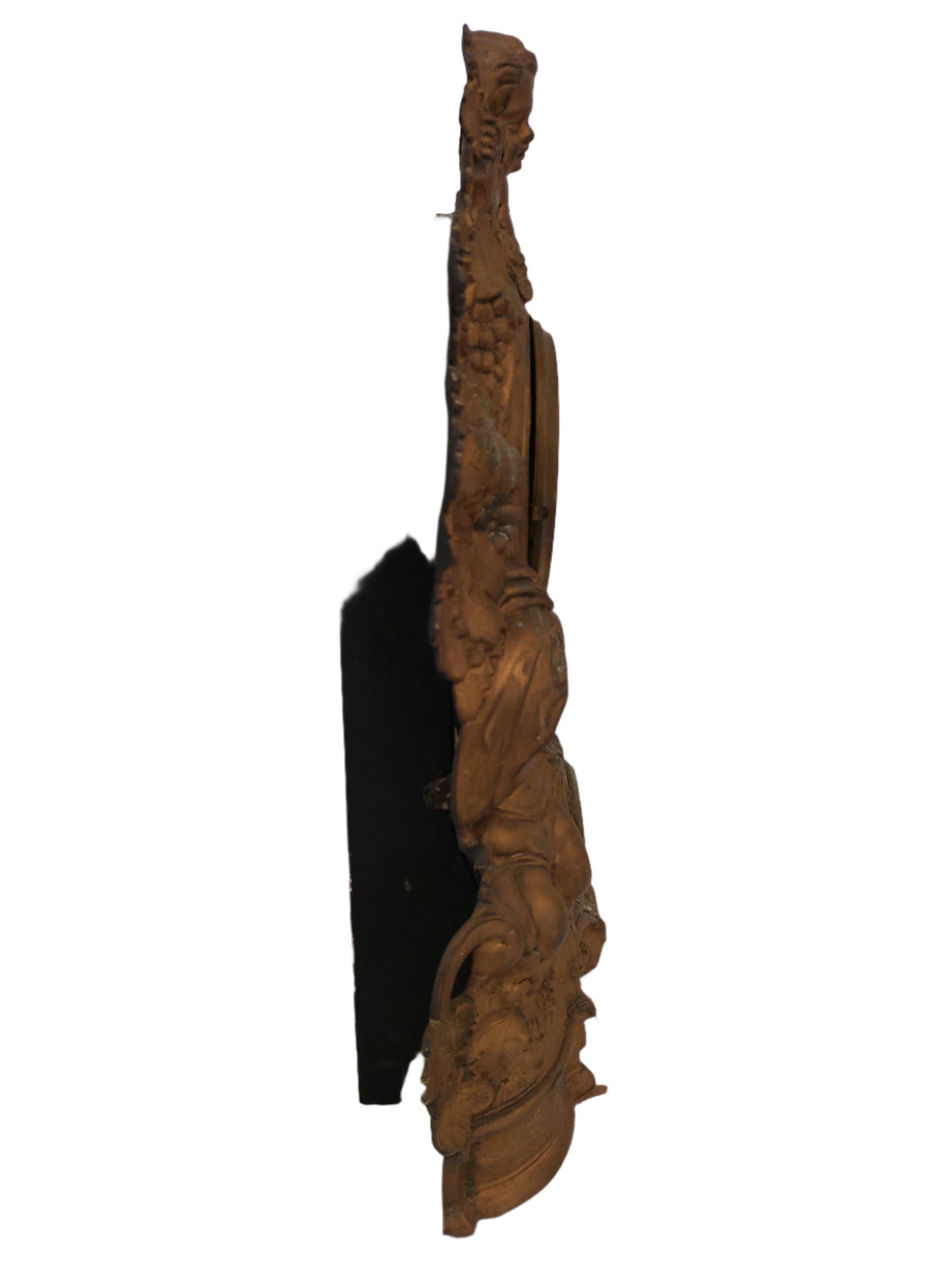American gilt Cast Iron and Wood Figural Mantel Clock Antique
