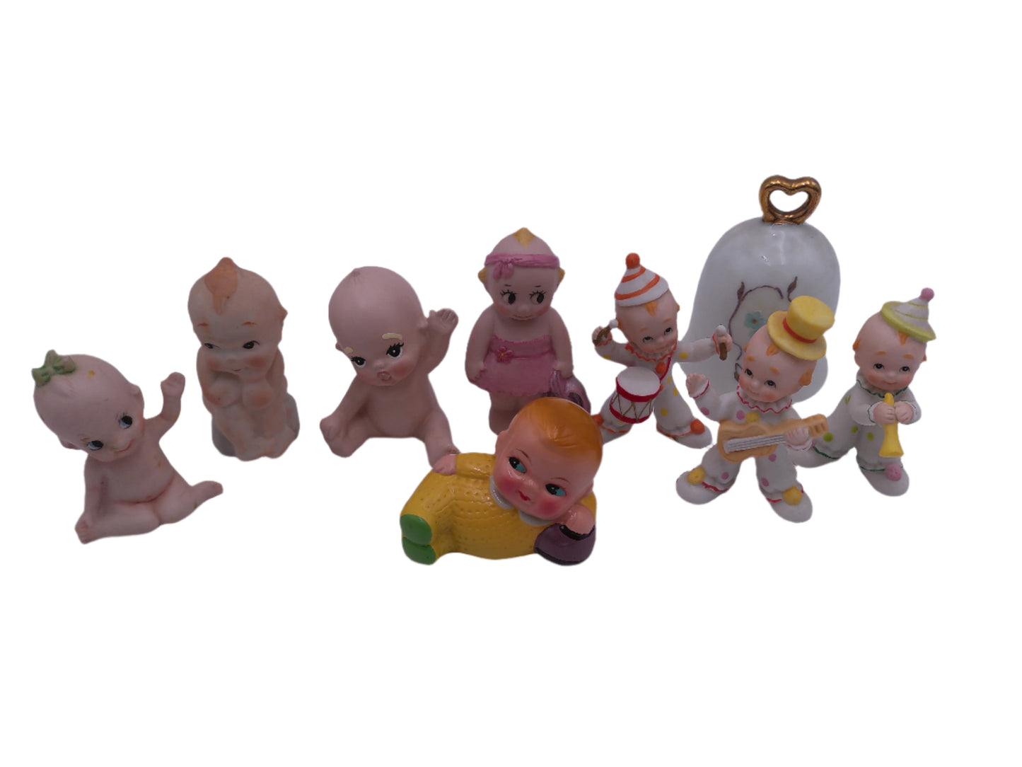 Kewpie  and other Figurines  lot of 8  and a Bell