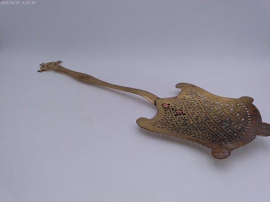 Antique 19th Century brass dairy cream skimmer spoon