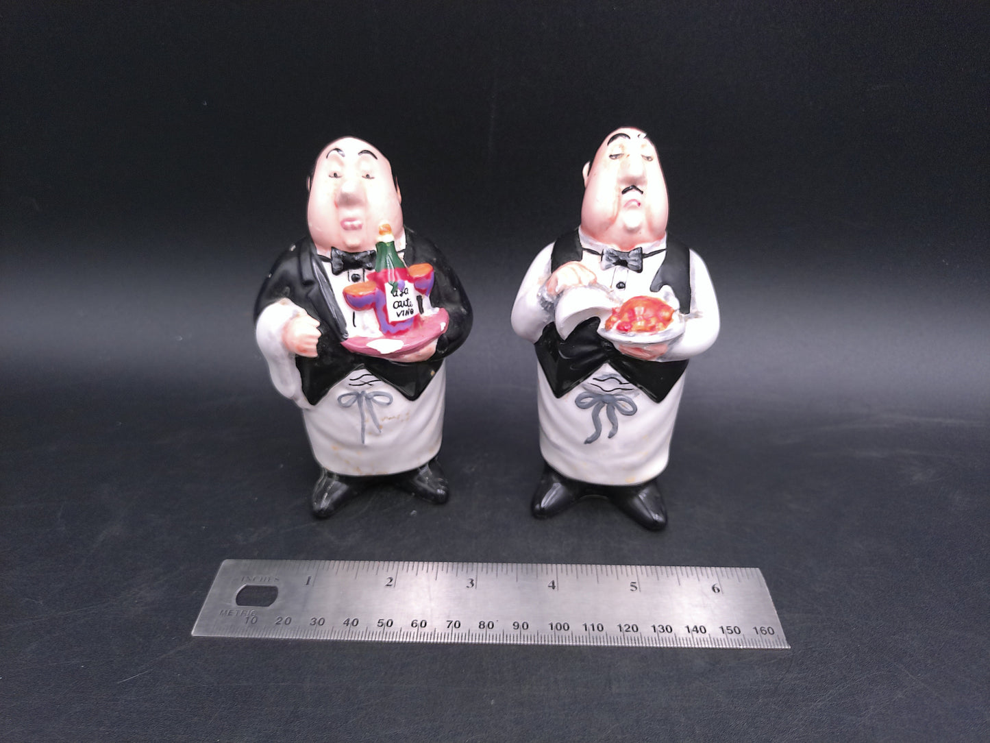 Italian French Waiter Butler Salt & Pepper Shakers Vintage