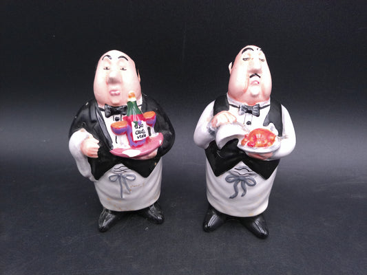 Italian French Waiter Butler Salt & Pepper Shakers Vintage