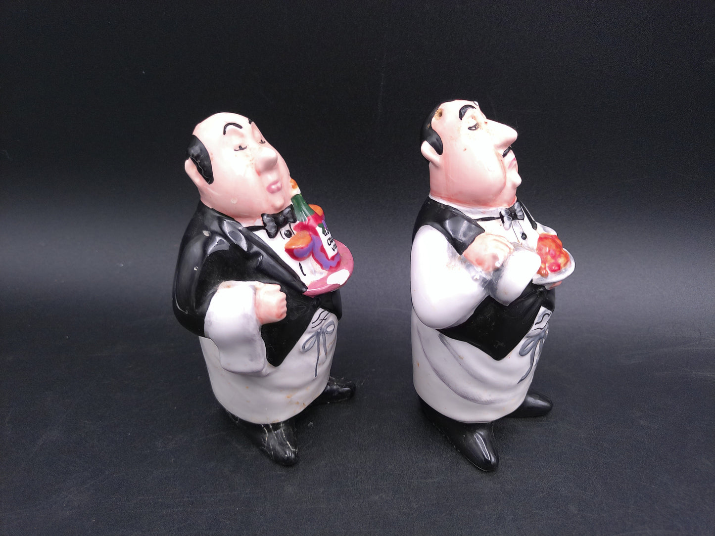 Italian French Waiter Butler Salt & Pepper Shakers Vintage