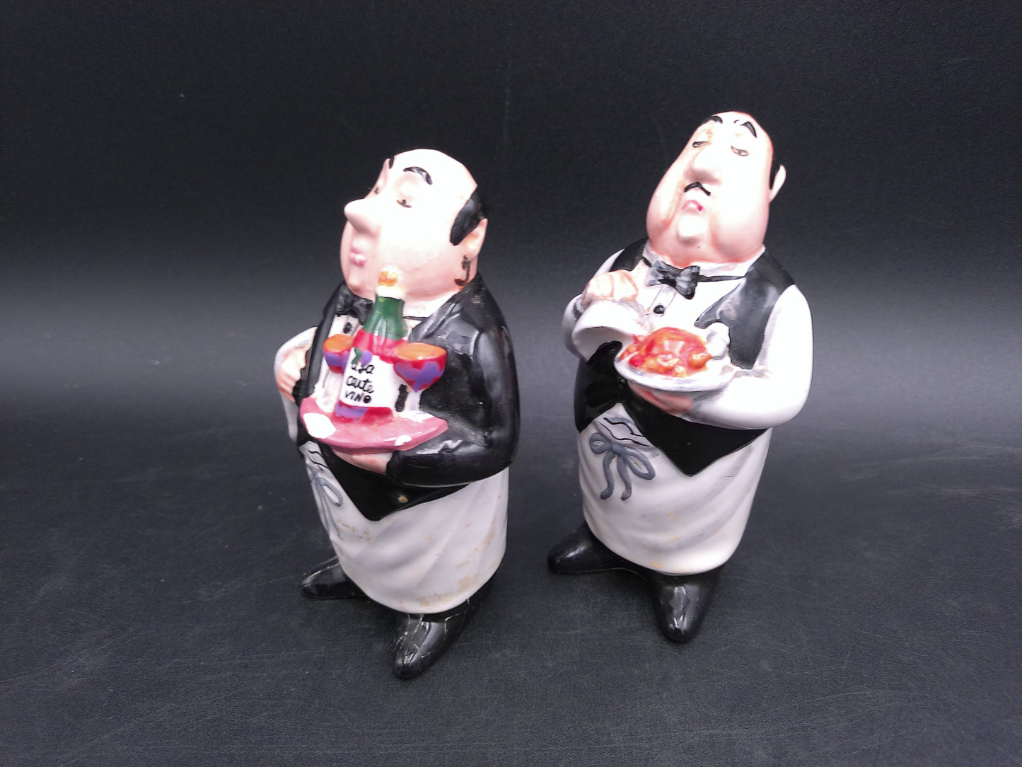 Italian French Waiter Butler Salt & Pepper Shakers Vintage