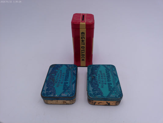 Edgeworth Plug Slice Smoking Tobacco and Coffee Tin Lot of 3