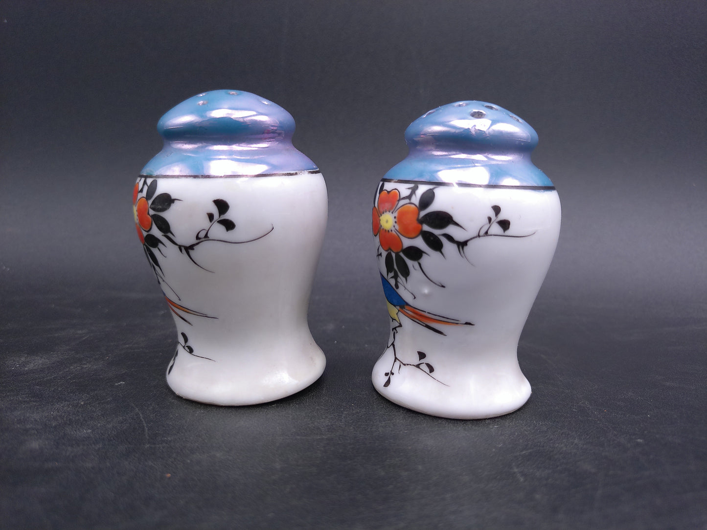 Salt and Pepper Shakers with Bluejay Bird Design Made in Japan Vintage