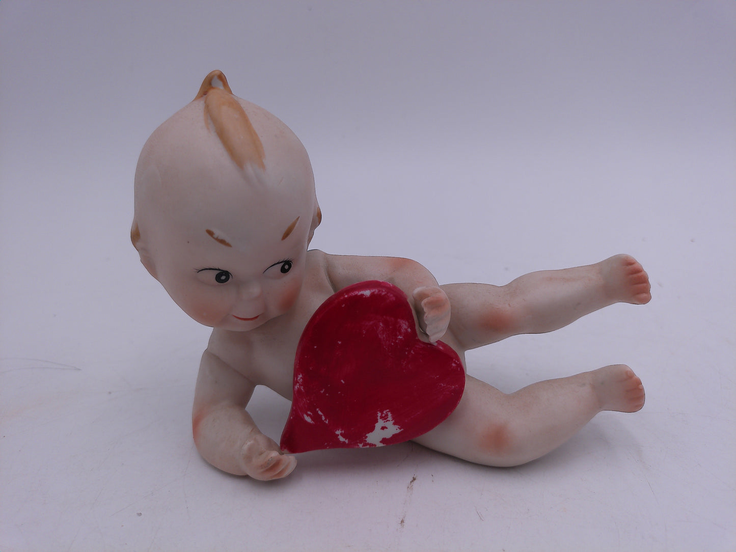 Kewpie Bisque Lot of 4 with Large Heart The Listener Sleeping Trinket Box