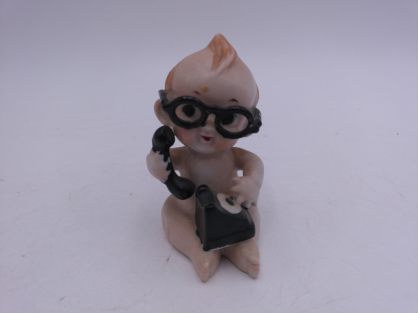 Kewpie Bisque Lot of 4 with Large Heart The Listener Sleeping Trinket Box
