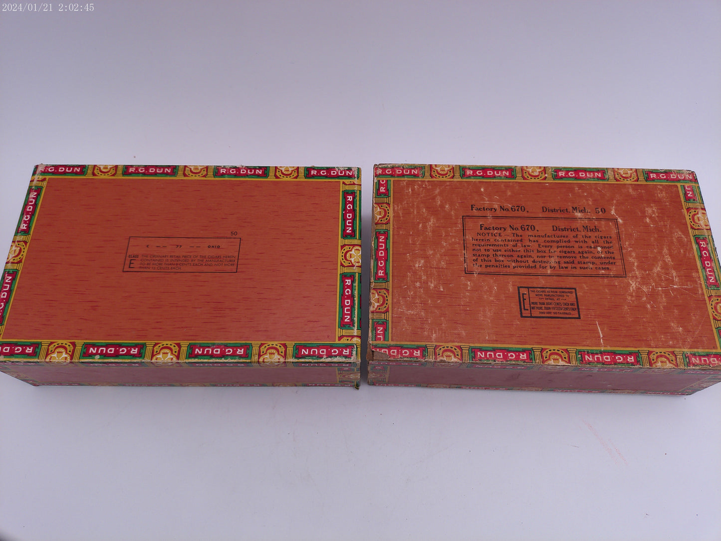 R.G. Dun Vintage Cigar Boxes Lot of 2