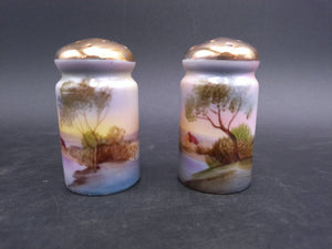 Bud Man Salt and Pepper Shakers River Tree Design Hand Painted
