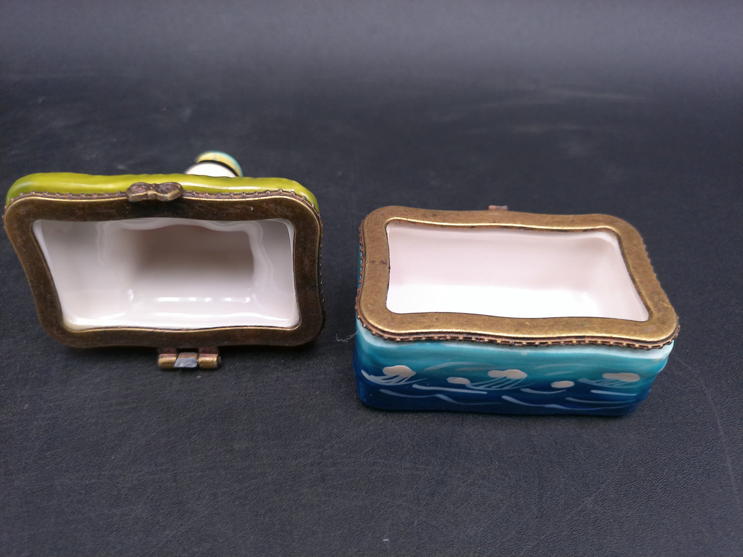 Lighthouse Trinket Box w/ Hinged Lid Hand Painted and painted plate