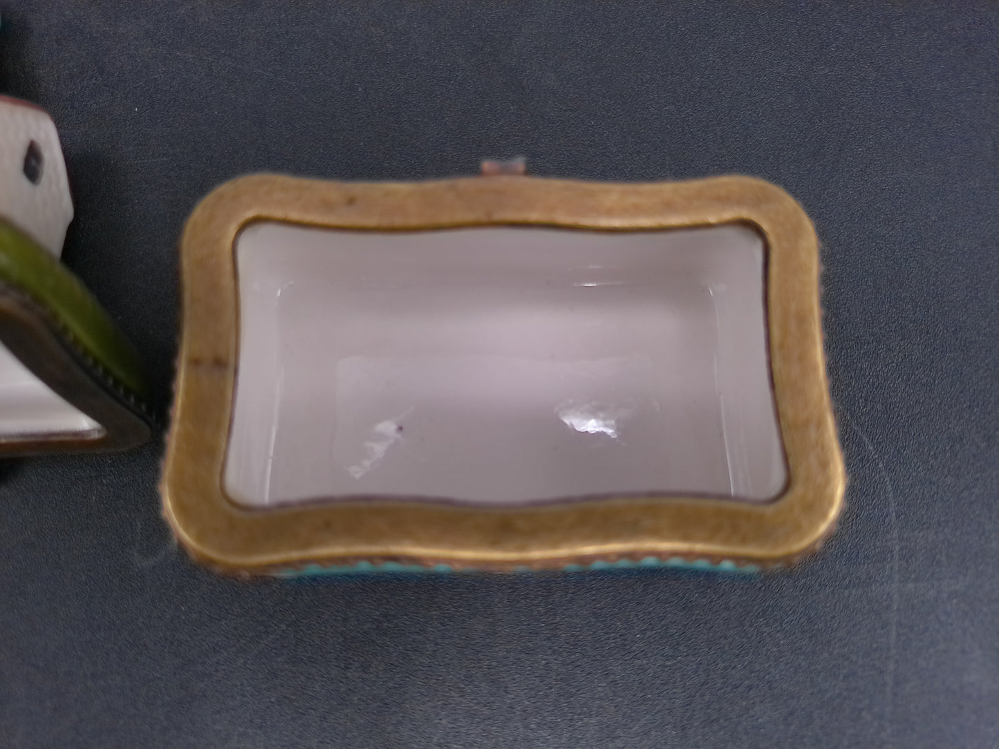 Lighthouse Trinket Box w/ Hinged Lid Hand Painted and painted plate
