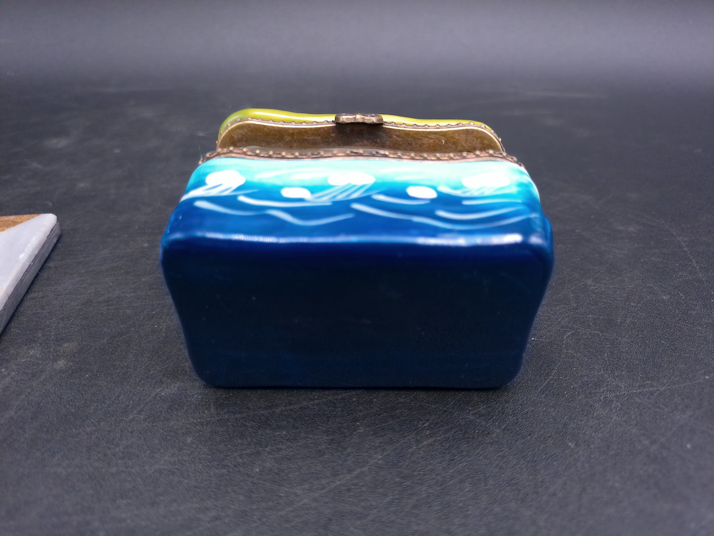 Lighthouse Trinket Box w/ Hinged Lid Hand Painted and painted plate