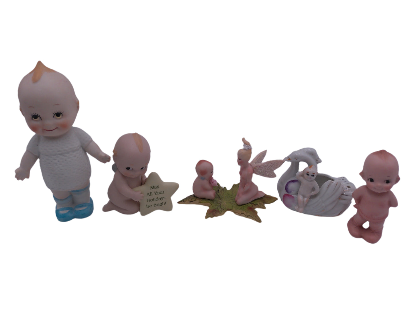 Kewpie Lot of 5 With a star tinker bell Swan Bowl