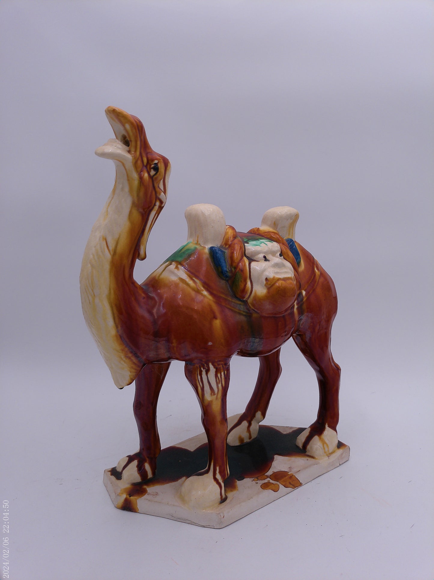 Camel Two Gargoyle Faces on Saddle with Fangs Marked Pottery Vintage