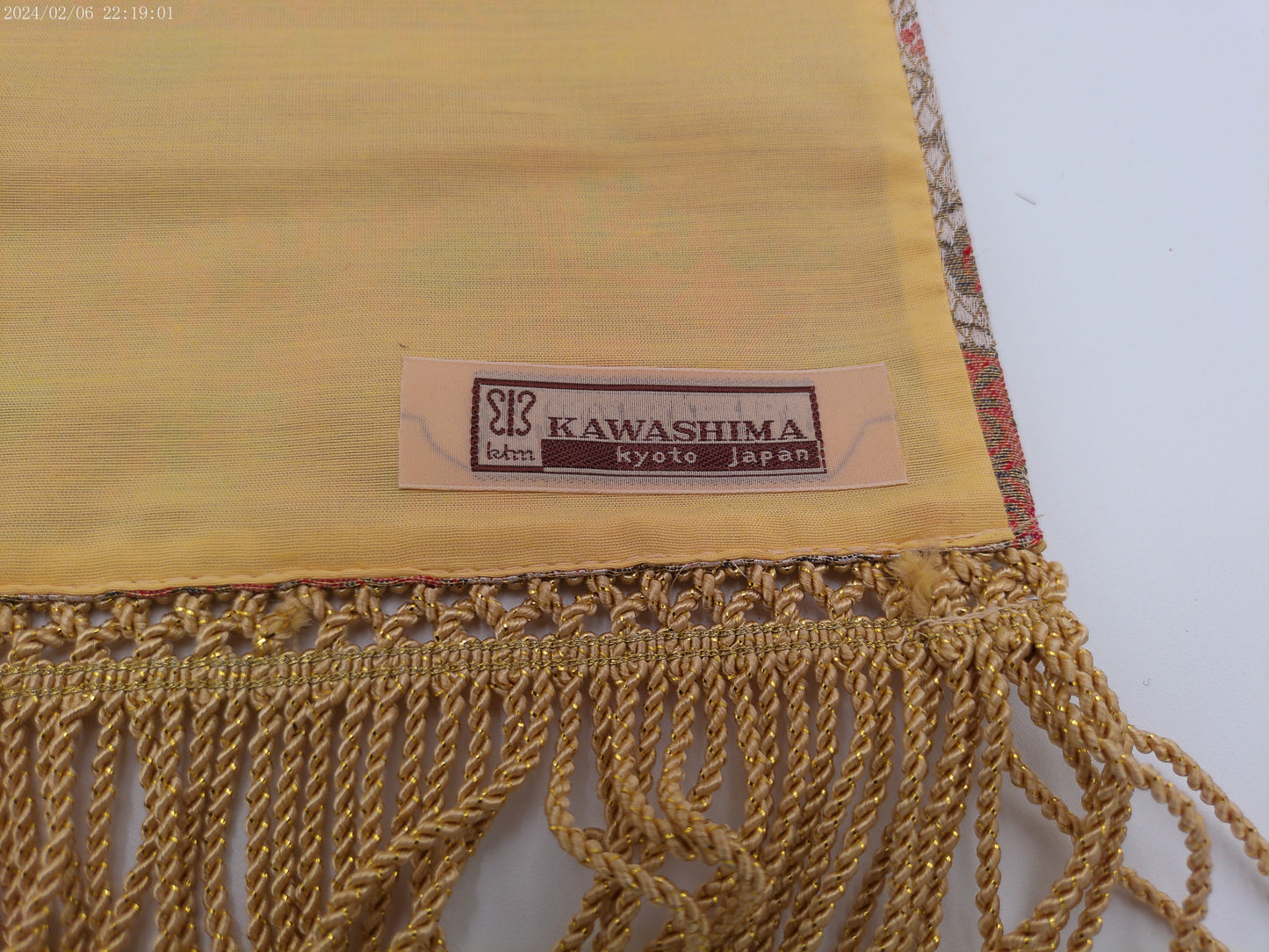 Vtg Japanese Silk Brocade Table Runner Kawashima Kyoto Grape Arabesque Pattern