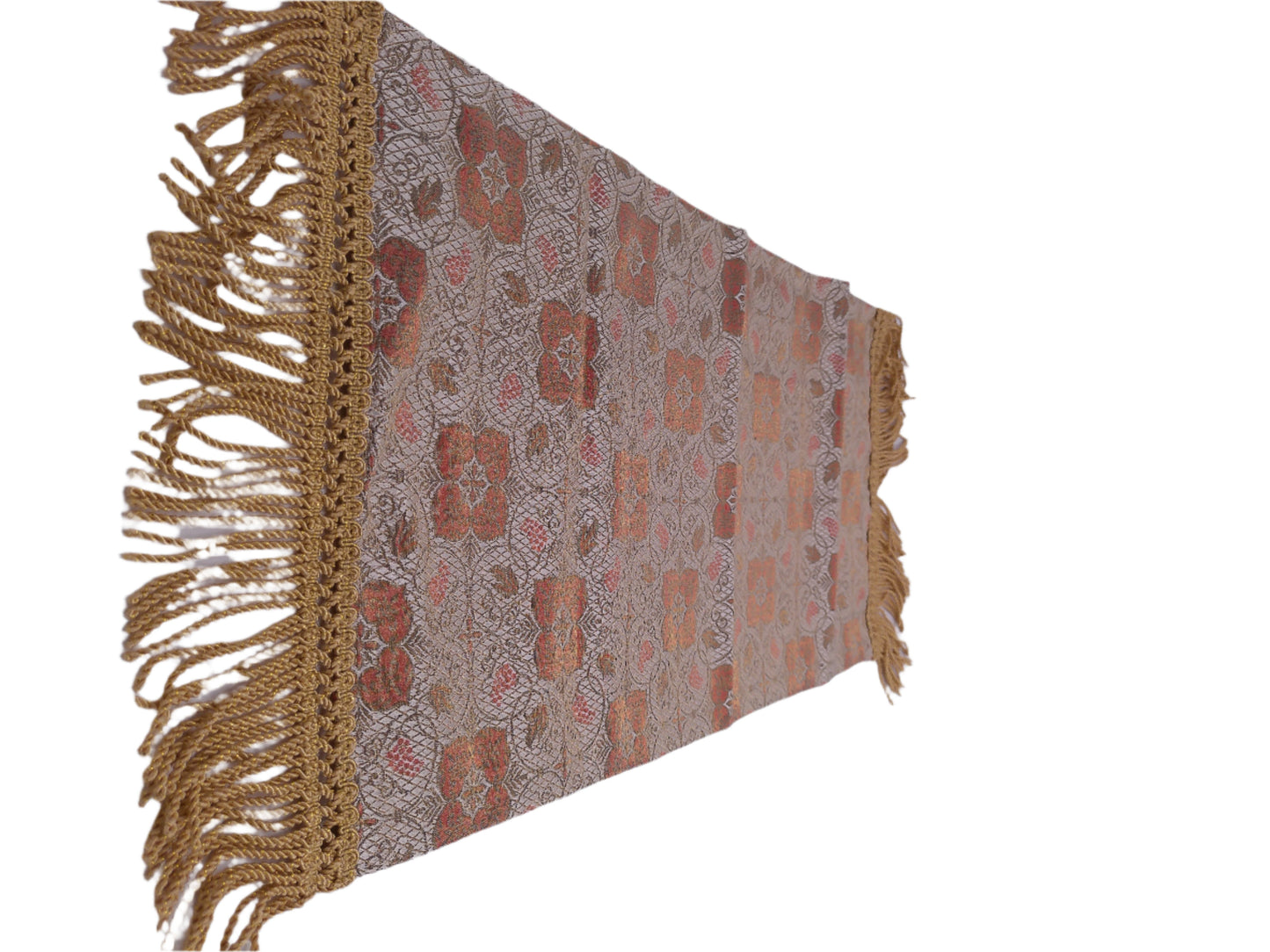Vtg Japanese Silk Brocade Table Runner Kawashima Kyoto Grape Arabesque Pattern