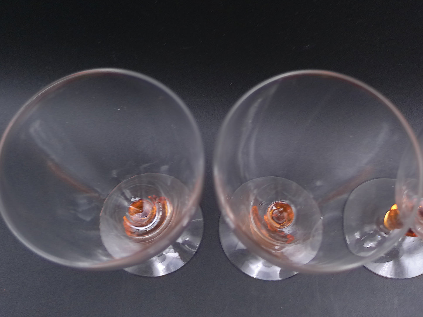 Set of 5 Luminarc Clear Crystal Top Amber Ball Stem Glasses