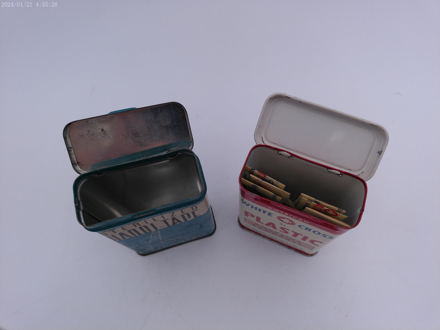 Vintage Sterilized Handi-Tape With Wet Prut Tape. Band Aid Advertising Tin