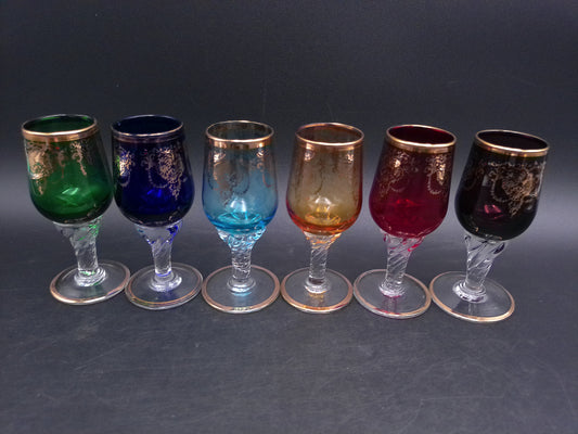 Real Gold Rim Design Set 6 Pieces Glasses Crystal Glass Vnery Rare Design
