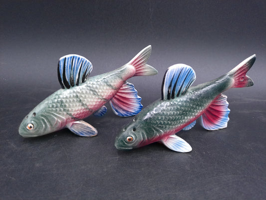 Colorful  Fish Salt and Pepper Shakers Made in Japan