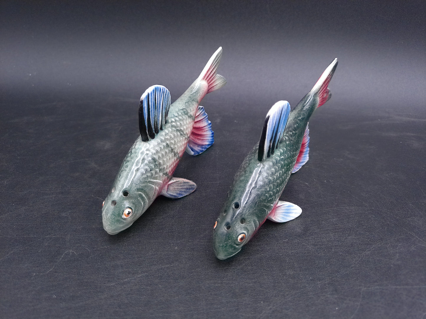 Colorful  Fish Salt and Pepper Shakers Made in Japan