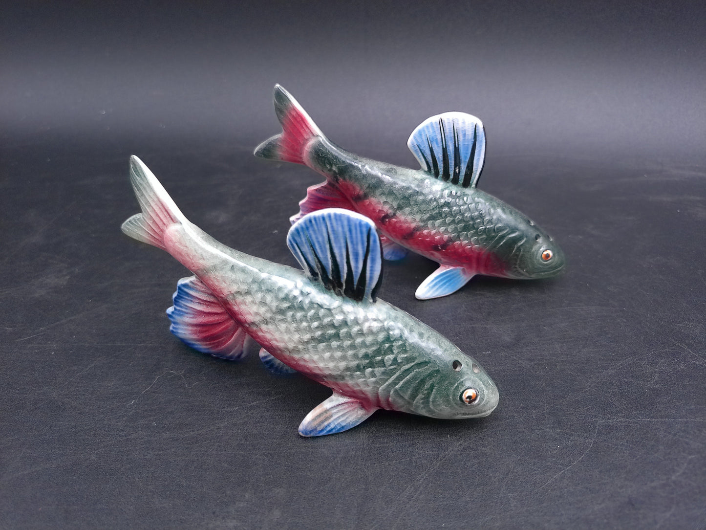 Colorful  Fish Salt and Pepper Shakers Made in Japan