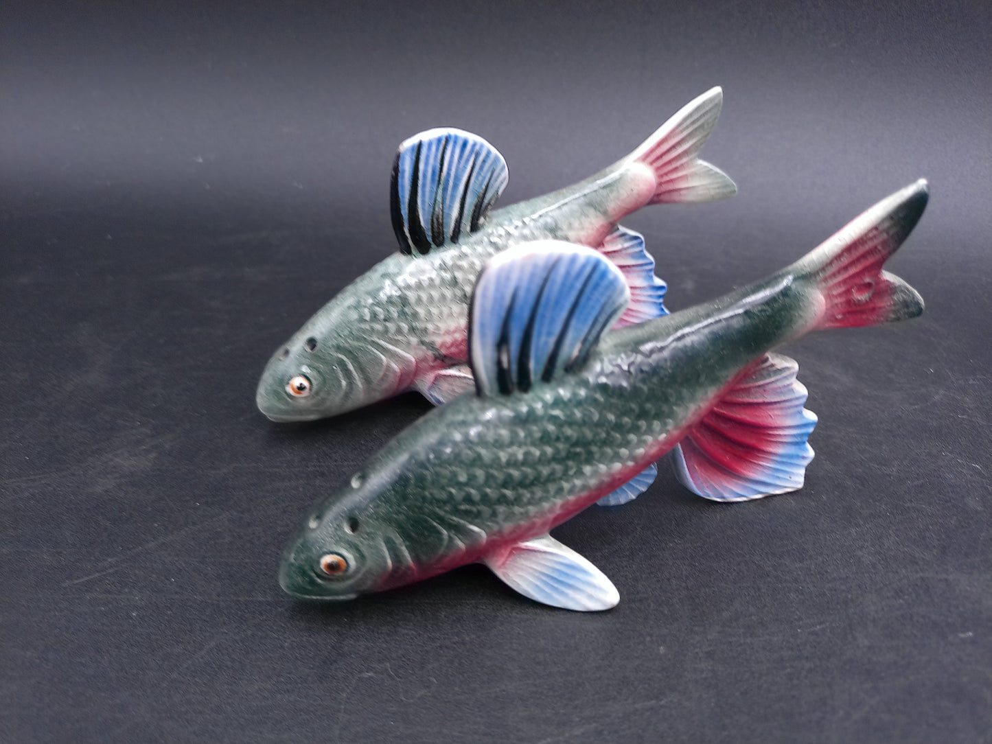 Colorful  Fish Salt and Pepper Shakers Made in Japan