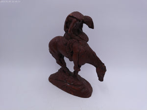 Vintage End Of The Trail Wood Sculpture American Indian On Horse