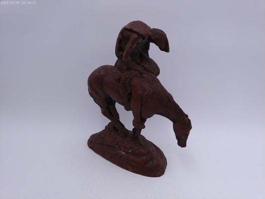 Vintage End Of The Trail Wood Sculpture American Indian On Horse